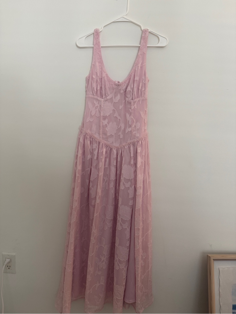 Delicate Pink Lace Maxi Dress